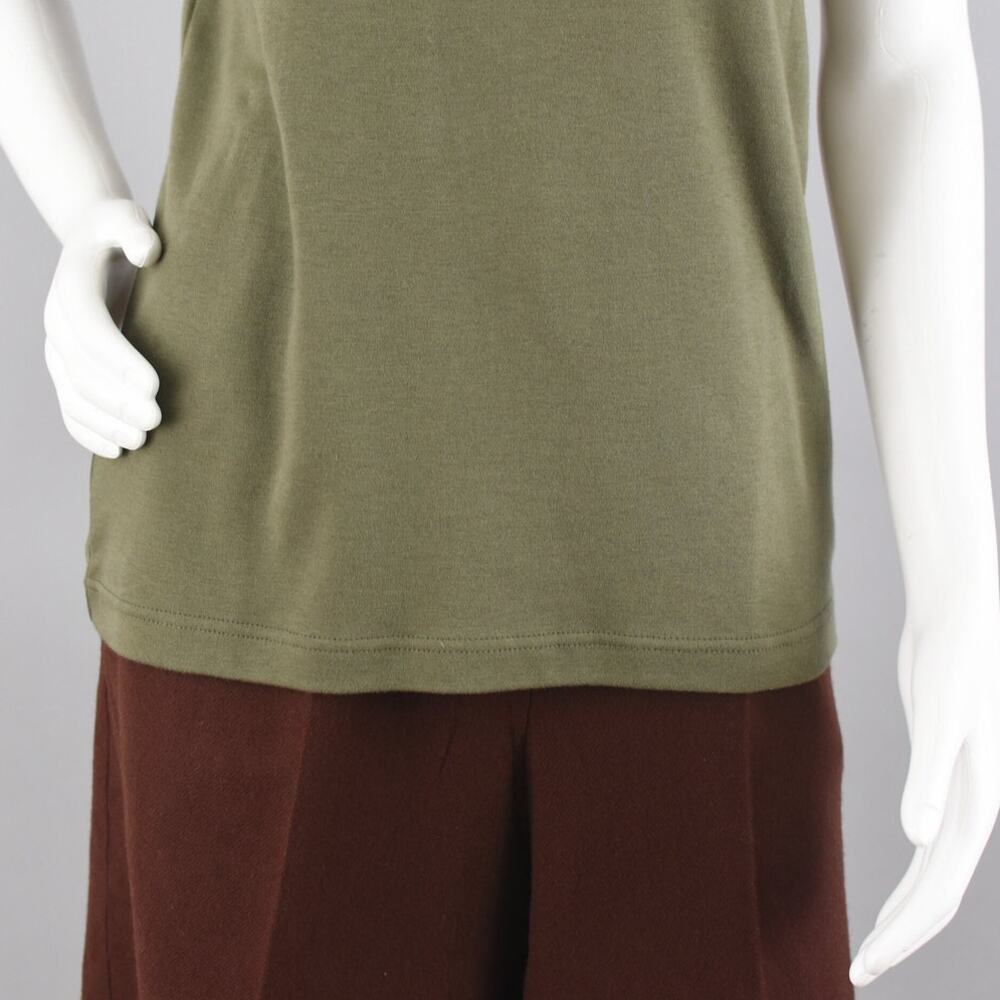 Vintage Basic Editions Army Green Solid T-Shirt W… - image 3